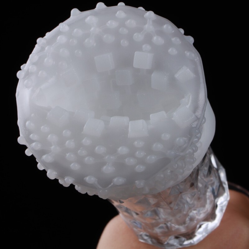 Міні мастурбатор DOU BAO ICE CUBE Pocket Genius з рельєфом кубиків, білий, 8.2 х 5.2 см - Зображення 8