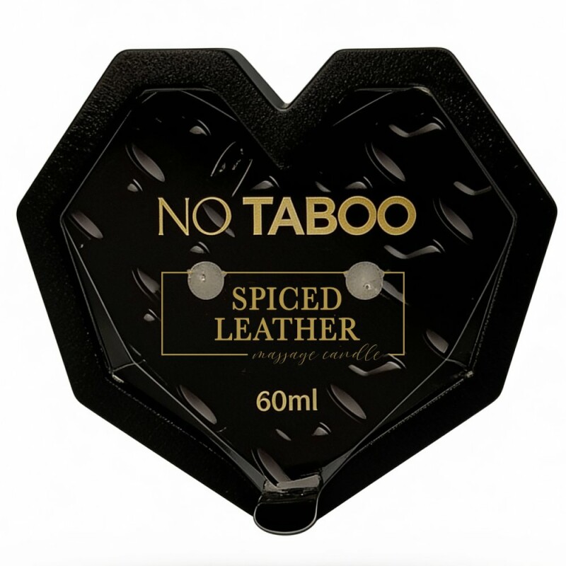 Масажна свічка у формі серця, 60 мл, NO TABOO Spiced Leather шкіра + амбра + мускатний горіх - Изображение 1