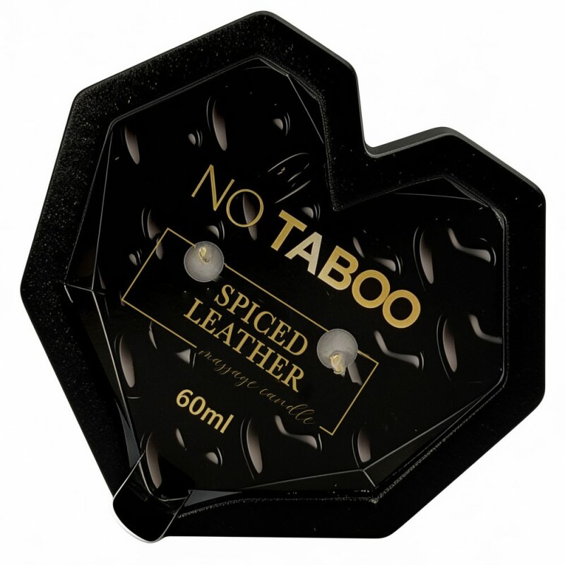 Масажна свічка у формі серця, 60 мл, NO TABOO Spiced Leather шкіра + амбра + мускатний горіх - Изображение 2
