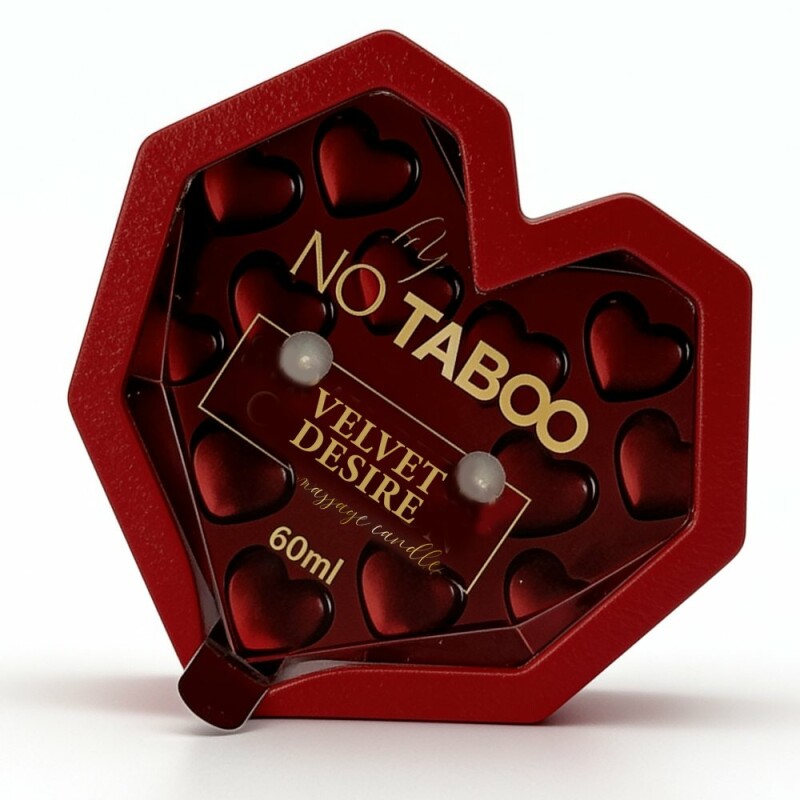 Масажна свічка у формі серця, 60 мл, NO TABOO Velvet Desire мускус + жасмин + груша