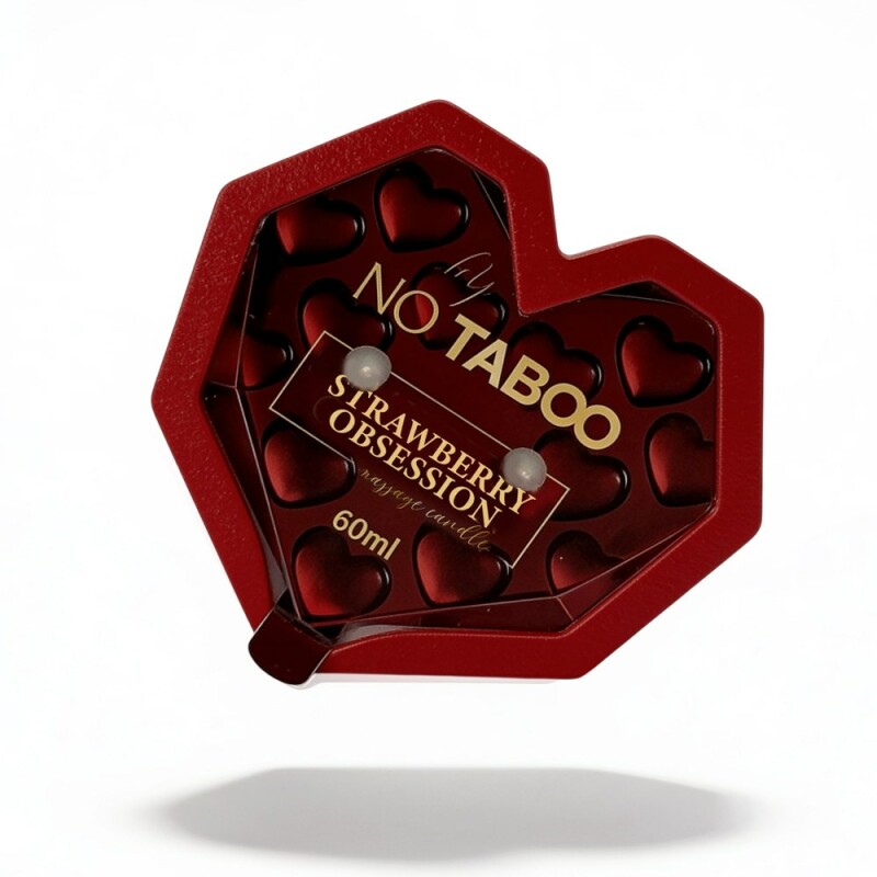 Масажна свічка у формі серця, 60 мл, NO TABOO Strawberry Obsession полуниця + базилік + мускус - Зображення 3