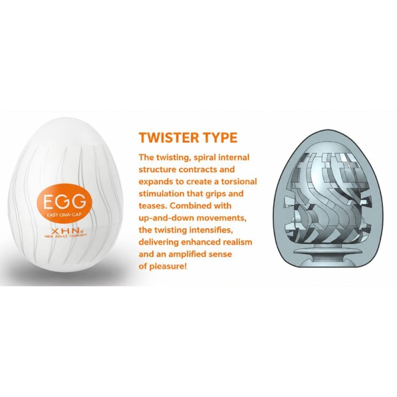 Мастурбатор яйце з рельєфом XHN TWISTER Egg Easy Ona-Cap, білий, 6.8 х 5.2 см - Зображення 8