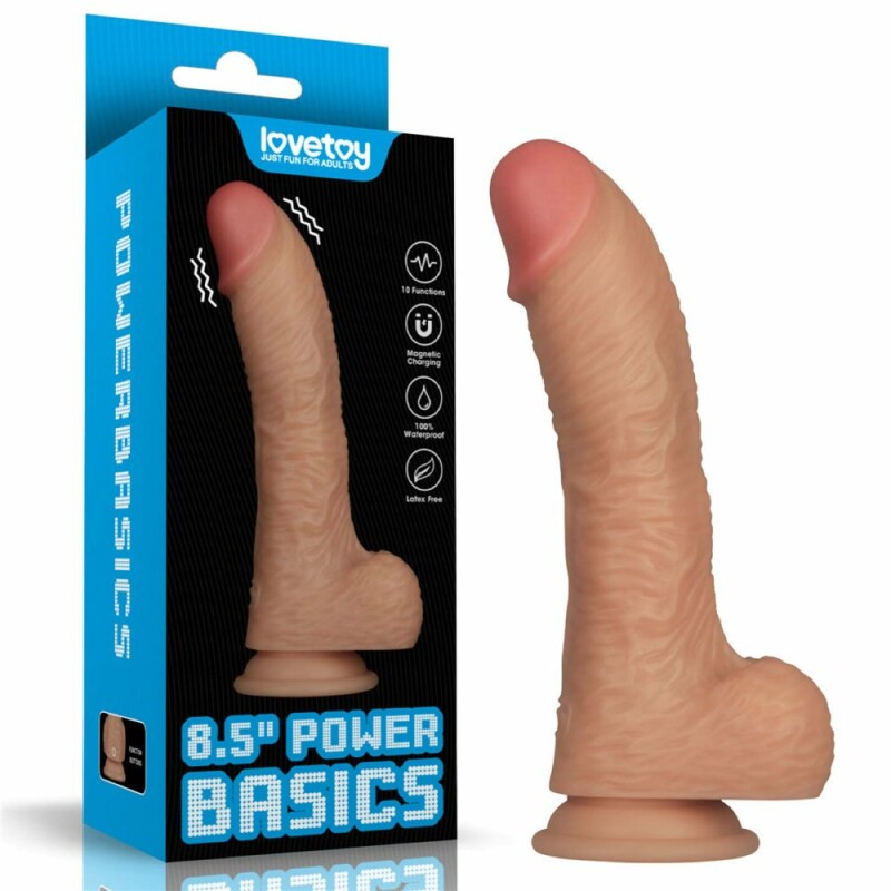 Вібратор реалістичний Lovetoy Power Basics Cock на присосці, бежевий, 22 х 4.5 см