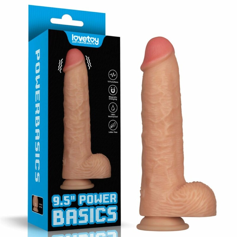 Вібратор реалістичний Lovetoy Power Basics Cock на присосці, бежевий, 23.6 х 5.1 см