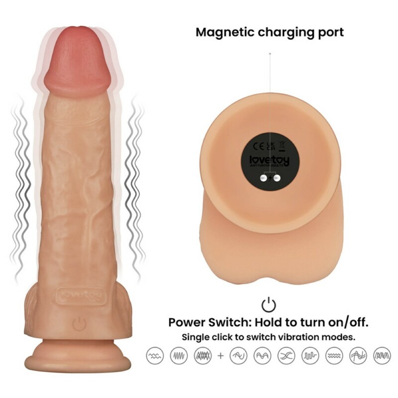 Вібратор реалістичний Lovetoy Power Basics Cock на присосці, бежевий, 23 х 5 см - Изображение 2