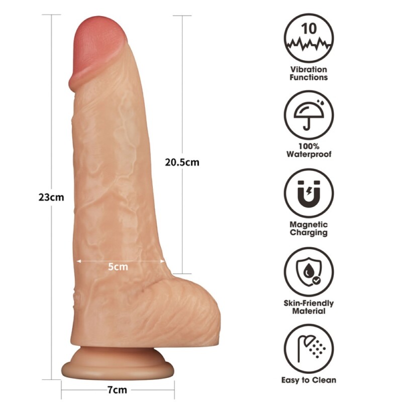 Вібратор реалістичний Lovetoy Power Basics Cock на присосці, бежевий, 23 х 5 см - Изображение 3