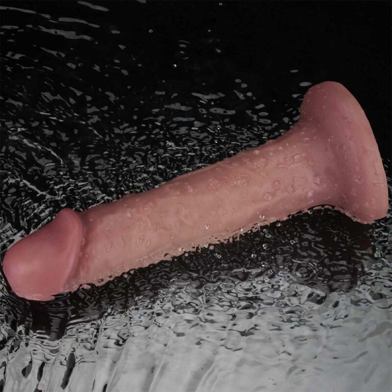 Вібратор із подвійною щільністю Lovetoy Dual Density Power Cock на присосці, бежевий, 20.3 х 4 см - Зображення 4