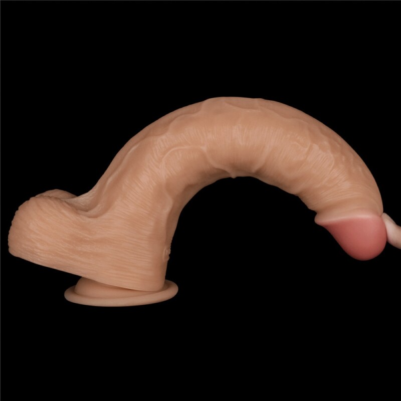 Вібратор-гігант реалістичний Lovetoy Power Basics Cock на присосці, бежевий, 28.3 х 5.5 см - Зображення 6