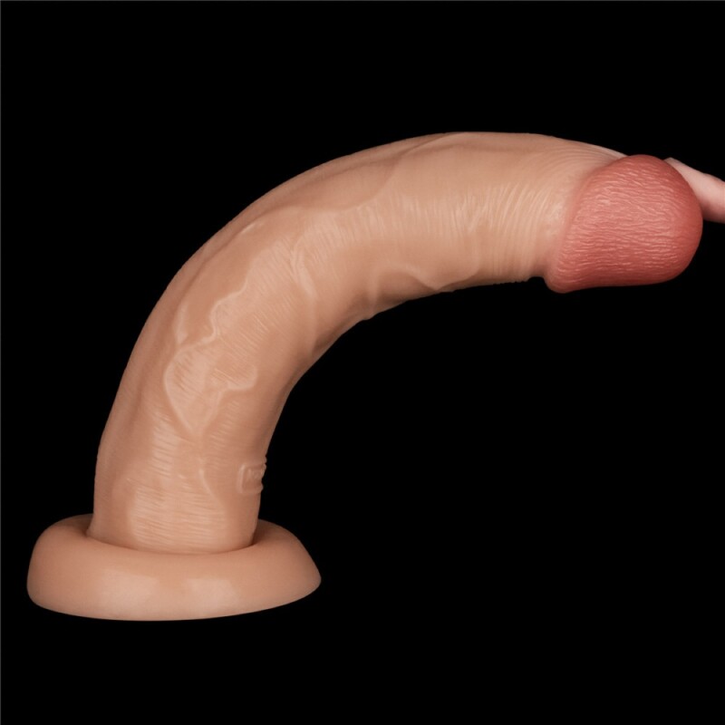 Вібратор-гігант реалістичний Lovetoy Power Basics Cock на присосці, бежевий, 26.2 х 5 см - Изображение 6
