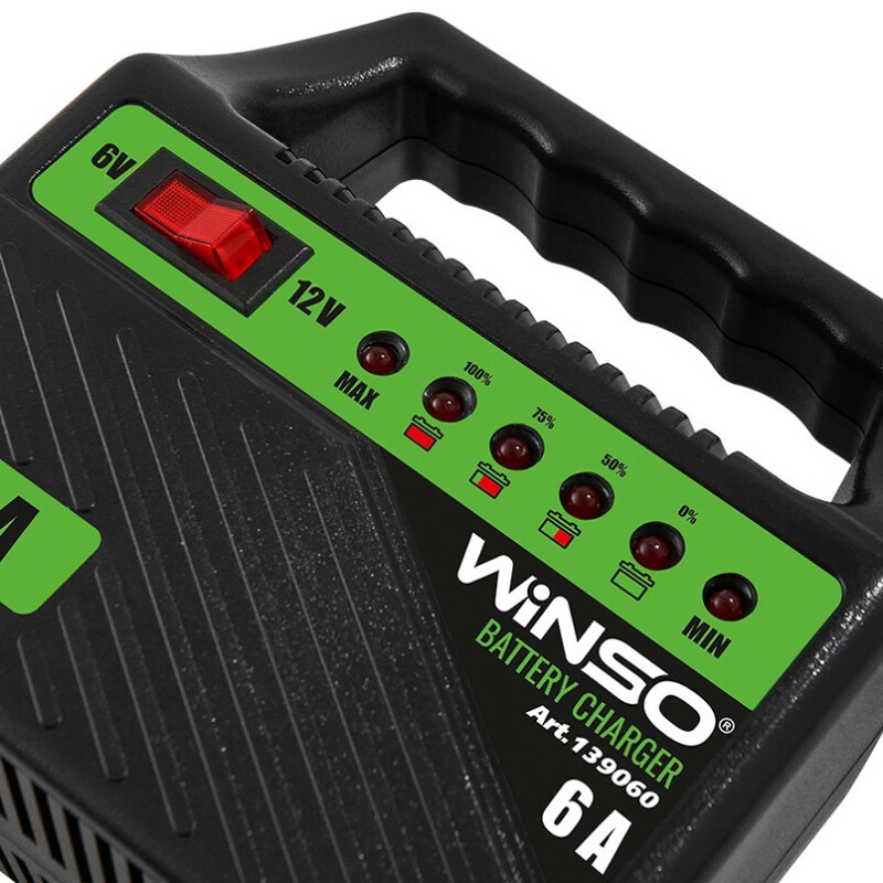 Зарядное устройство АКБ Winso 6/12В АКБ до 80А, ток зарядки 6А, 72Вт, LED индикация (139060) - Зображення 3