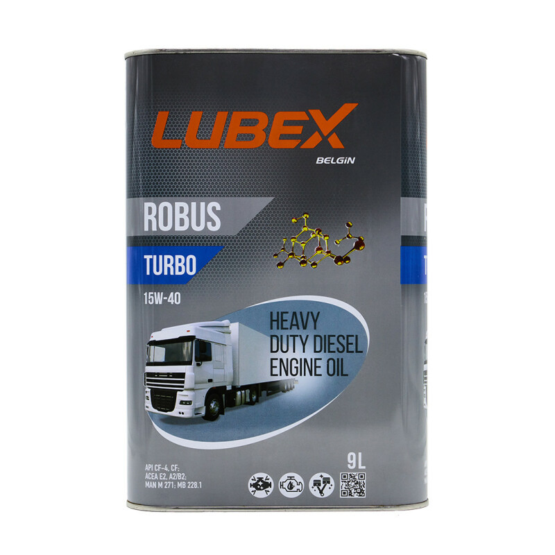 Моторное масло LUBEX ROBUS TURBO 15W40 (API CF-4; ACEA E2, MAN M 271; MB 228.1) 9л - Изображение 1