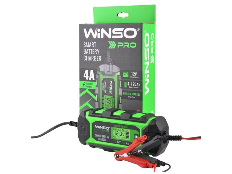 Зарядное устройство АКБ импульсное Winso PRO LCD 12В АКБ до 120А, ток зарядки 4А, 70Вт, экран (139320) - Зображення 3