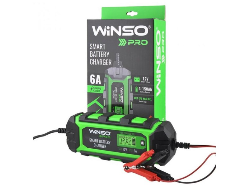 Зарядное устройство АКБ импульсное Winso PRO LCD 12В АКБ до 150А, ток зарядки 6А, 100Вт, экран (139510) - Зображення 3
