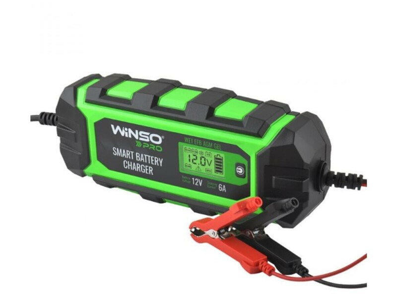 Зарядное устройство АКБ импульсное Winso PRO LCD 12В АКБ до 150А, ток зарядки 6А, 100Вт, экран (139510) - Зображення 1