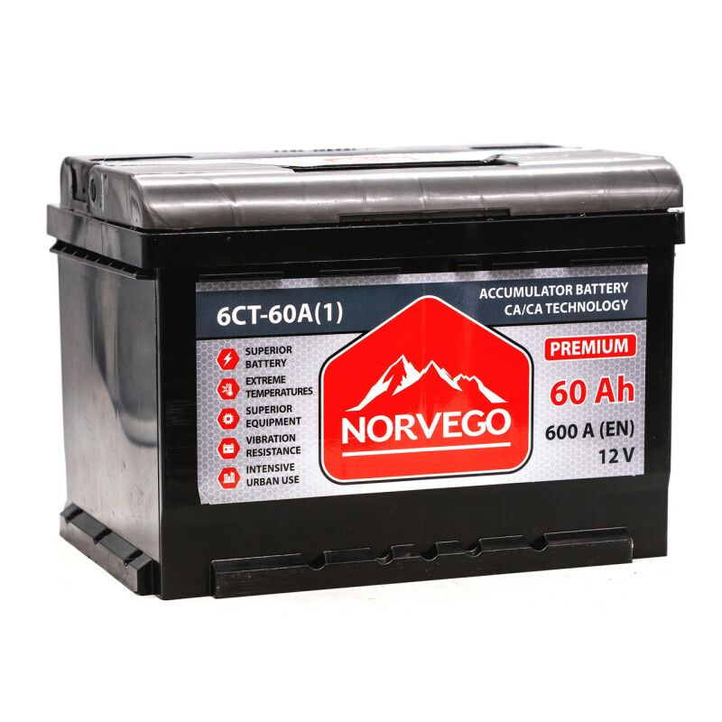 Аккумулятор Norvego Premium 60A +лев (600 пуск) - Зображення 1