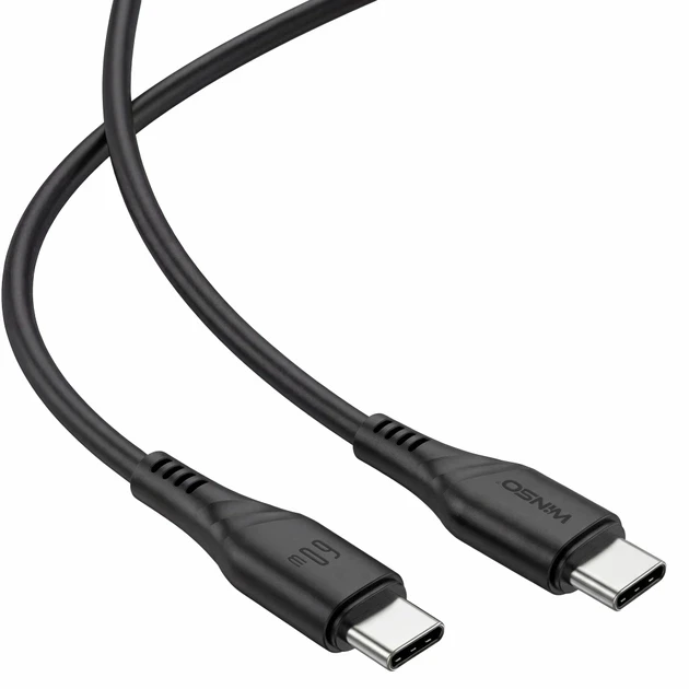 Кабель Winso Pro Type-C to Type-C 60W 2м, PVC, черный, ZIP 221205B (200) - Зображення 2