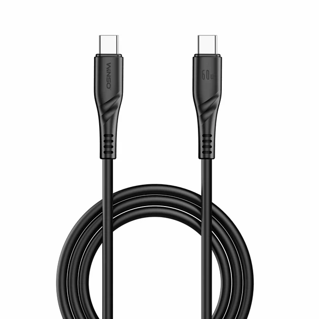 Кабель Winso Pro Type-C to Type-C 60W 2м, PVC, черный, ZIP 221205B (200)