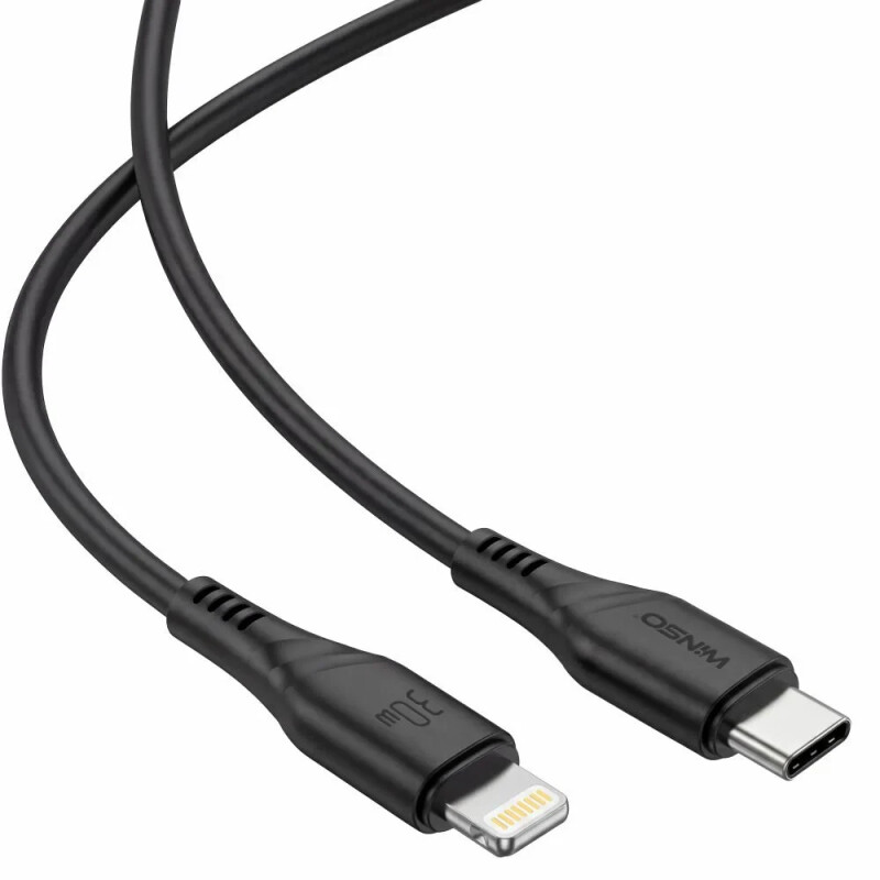 Кабель Winso Pro Type-C to Lightning 30W 1м, PVC, черный, ZIP 221104B (200) - Зображення 1