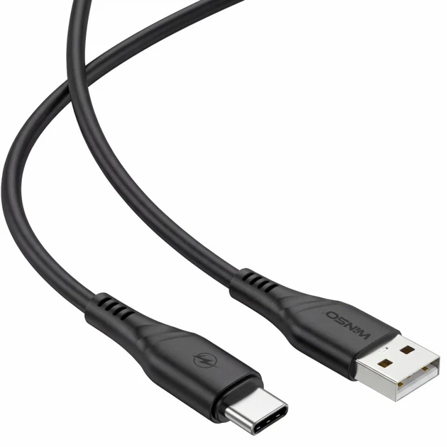 Кабель Winso Pro USB to Type-C 1м, PVC, черный, ZIP 221103B (200) - Зображення 2