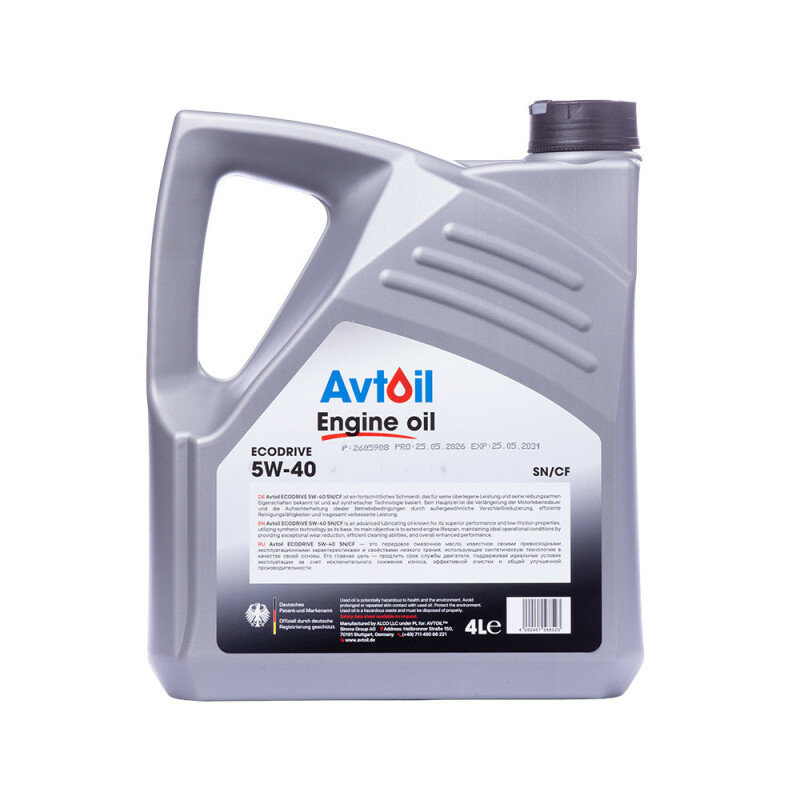 Синтетическое моторное масло Avtoil EcoDrive 5W-40 SN/CF (4 л) - Изображение 2