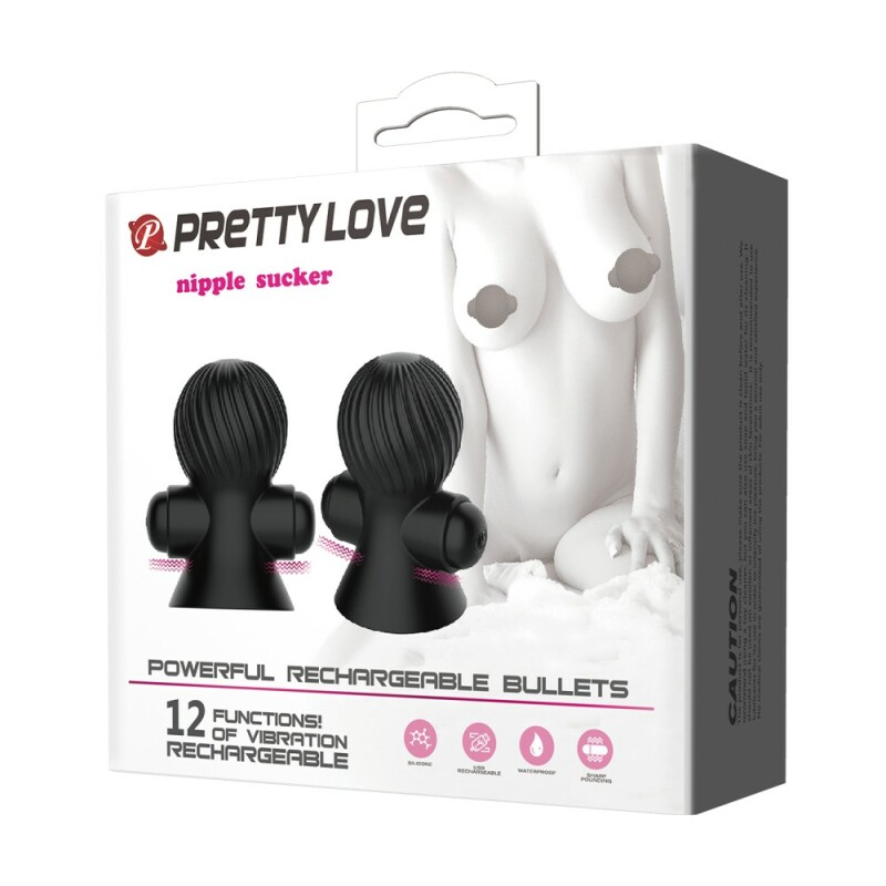 Вібростимулятори для сосків Pretty Love Nipple Sucker силіконові, чорні, 7.2 х 4.5 см - Зображення 9