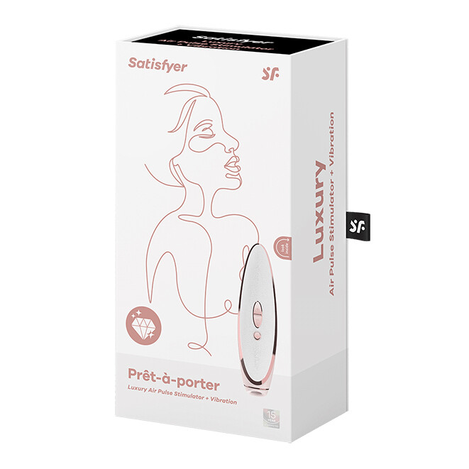 Вакуумний стимулятор Satisfyer Luxury Pret-a-Porter White зі вставкою зі шкіри, рожево-білий, 19.2 х 4 см - Зображення 1