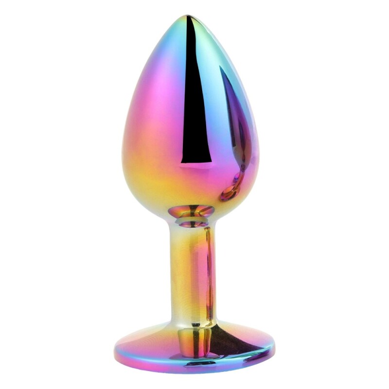 Анальна пробка Dream Toys Gleaming Love з різнокольоровим каменем, райдужна, 7.1 х 2.7 см - Зображення 2