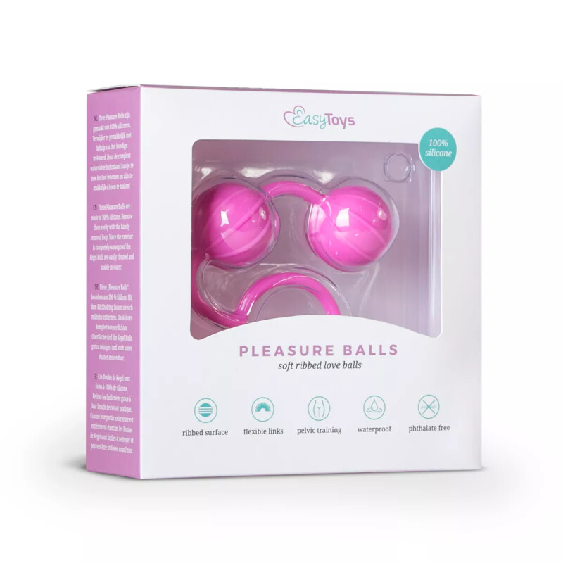Вагінальні кульки рельєфні Easytoys рожеві, 16 х 3 см - Зображення 2