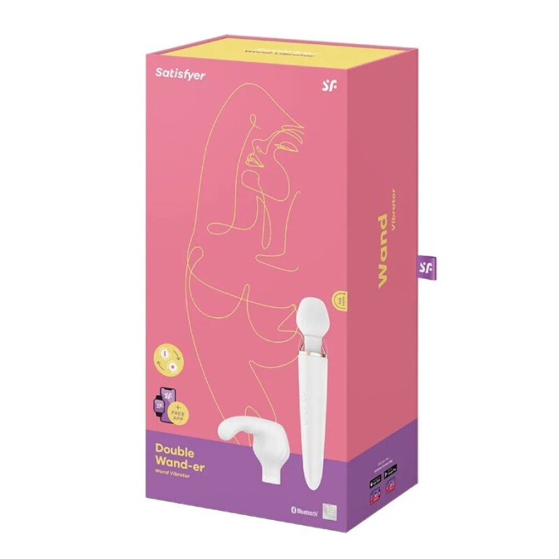 Вібратор-мікрофон Satisfyer Double Wand-er з додатком, білий, 27 х 5.5 см - Изображение 1