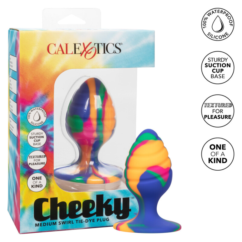 Анальна пробка рельєфна, M, на присосці California Exotic Novelties різнокольорова, 7.5 х 3.2 см - Зображення 7
