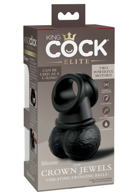 Вібронасадка для страпона Pipedream King Cock Elite мошонка, чорна, 10.8 х 6.8 см - Зображення 7