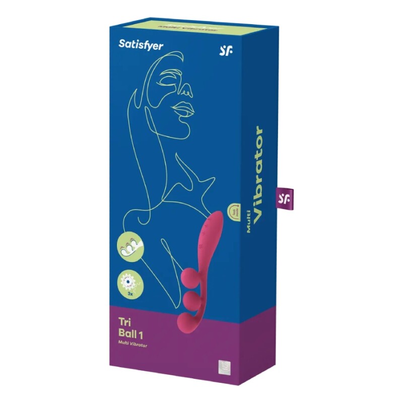 Вібратор універсальний Satisfyer Tri Ball 1 з трьома кульками, червоний, 22.2 х 4 см - Изображение 1