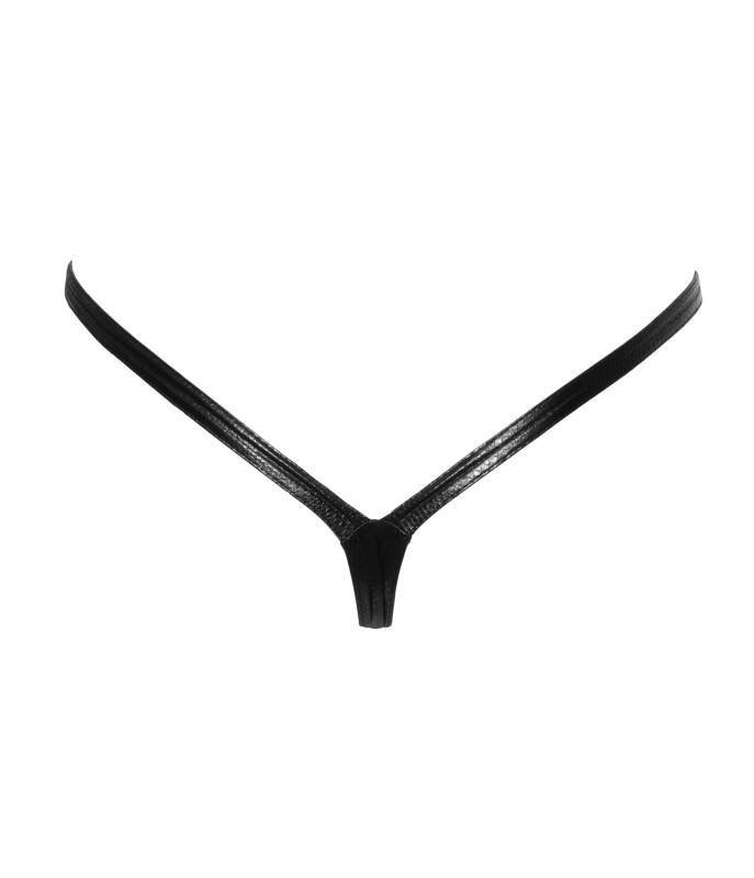 Сексуальні вінілові стрінги зі зміїним тисненням L P009 Noir Handmade, чорні - Зображення 3