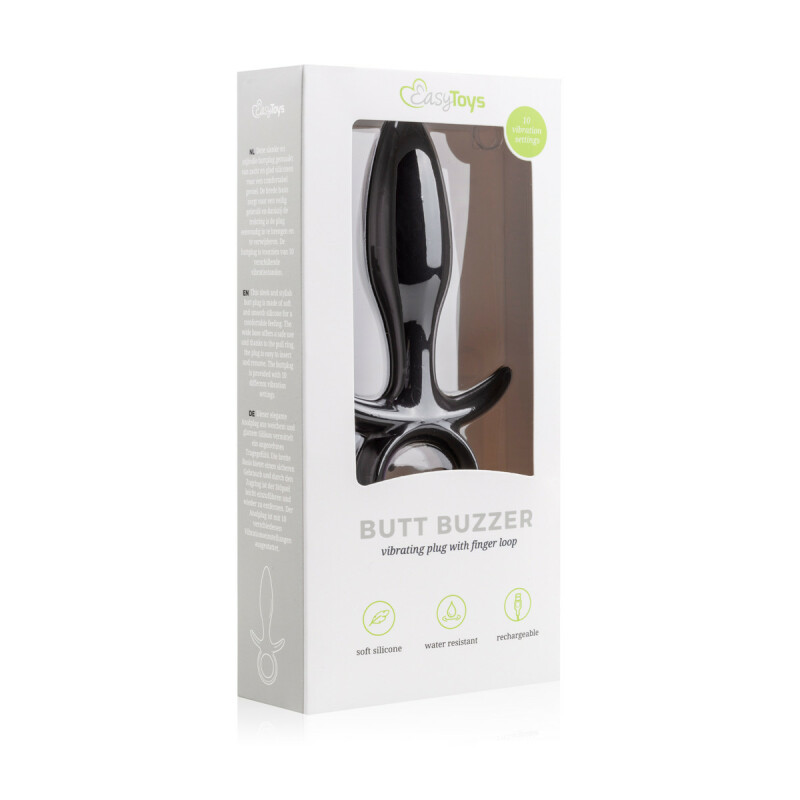 Анальна пробка з вібрацією Butt Buzzer Easytoys, силіконова, чорна, 14.5 х 2.6 см - Изображение 1
