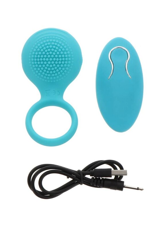 Ерекційне віброкільце Toy Joy Tickle Brush з пультом, блакитне, 8.2 х 3.5 см - Зображення 5
