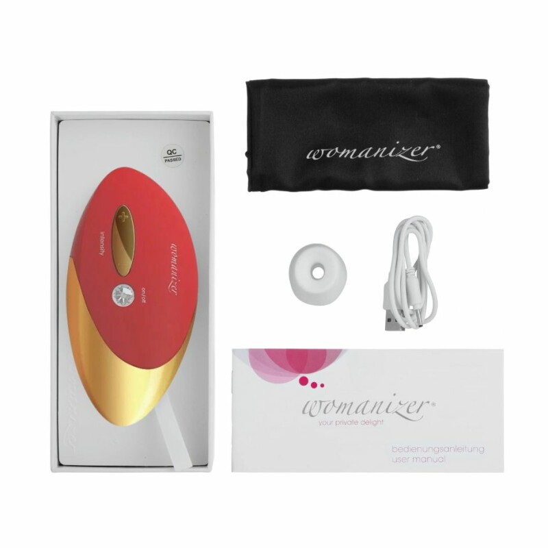 Кліторальний стимулятор Womanizer Pro W500 Red із золотою деталлю, червоний - Зображення 6
