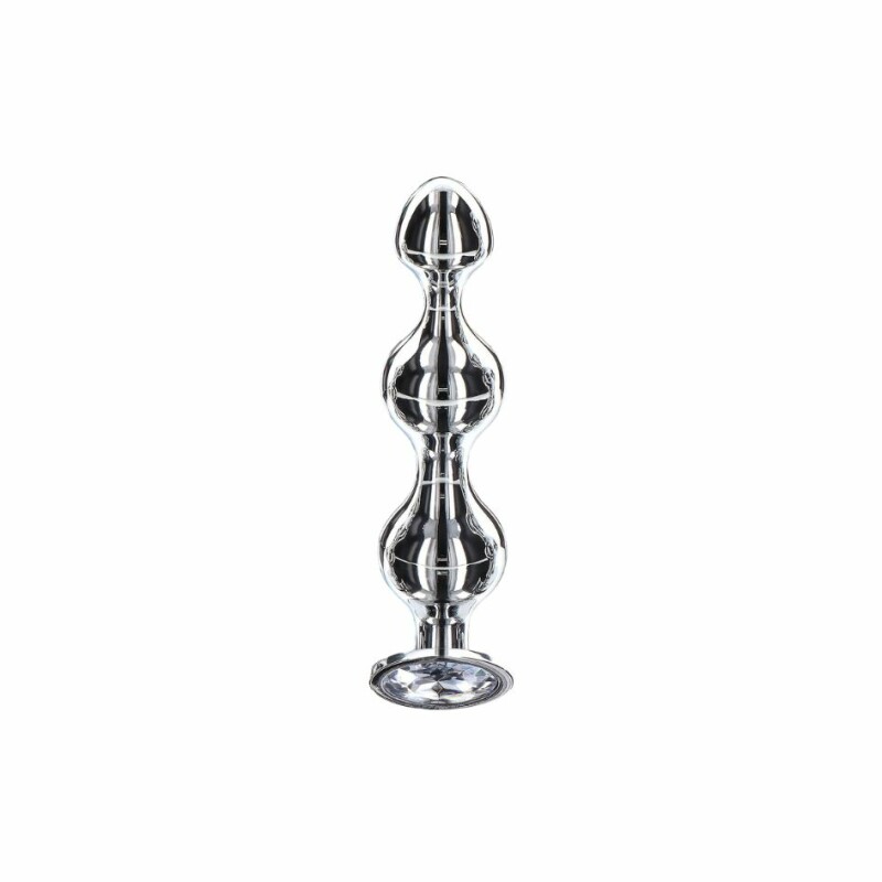 Анальна ялинка М металева зі стразами ToyJoy Anal Play Diamond Star Beads срібна, 11.7 см х 2.7 см - Изображение 1