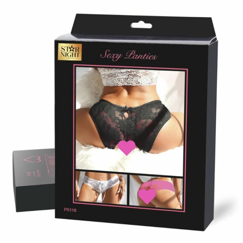 Трусики з інтимним вирізом Star Night Lace Panty мереживні зі стрічками та бантиками, білі, XS-S - Зображення 3