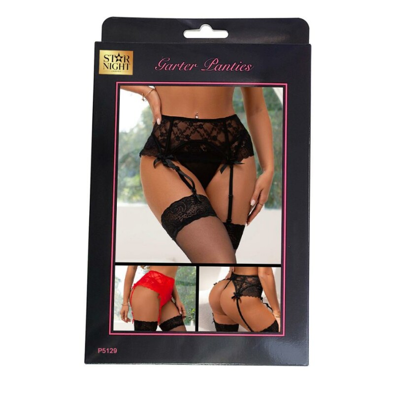 Пояс для панчіх з трусиками Star Night Lace Garter Panty червоний, XS-S - Изображение 2