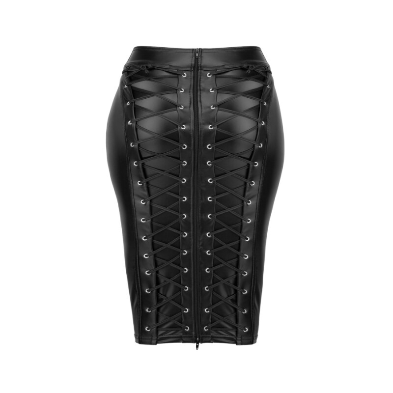 Спідниця зі штучної шкіри Noir Handmade з блискавкою, чорна, 4XL - Зображення 2
