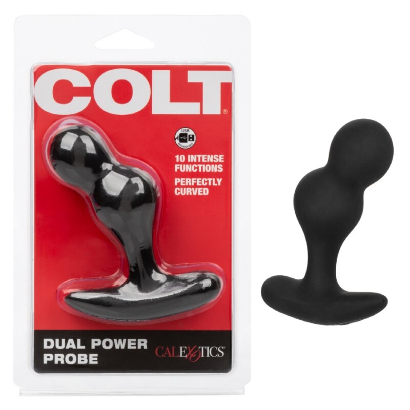 Анальна пробка CalExotics COLT Dual Power Probe, з вібрацією, чорна, 7.5 х 3.2 см