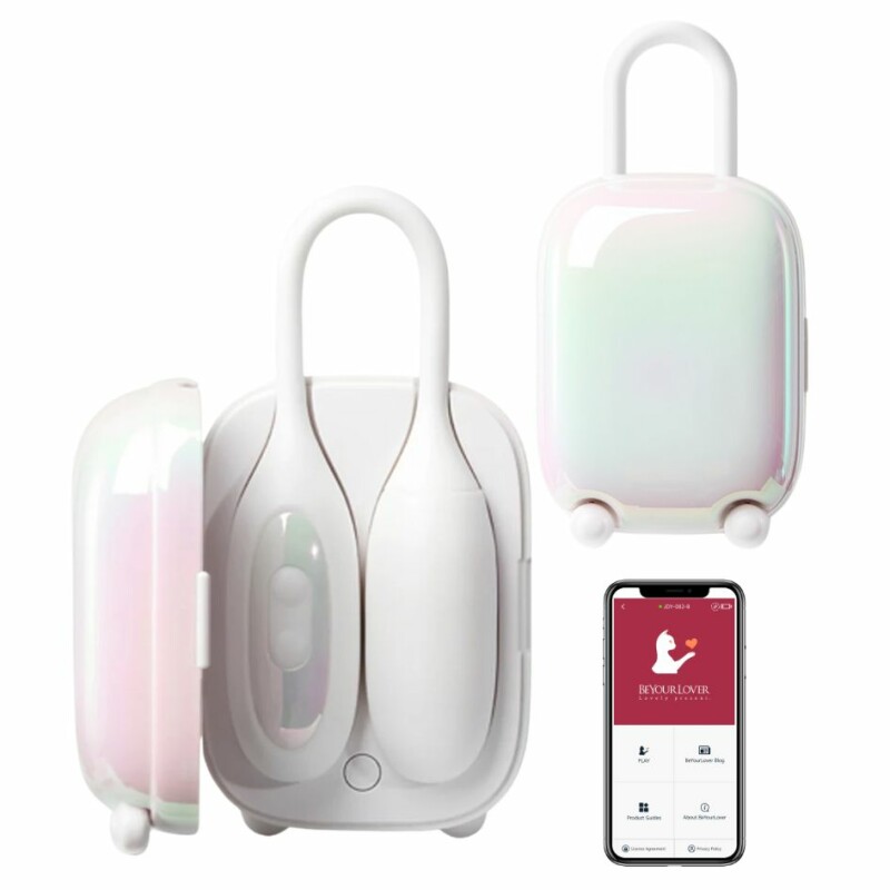 Віброяйце і вакуумний стимулятор для клітора 2в1 BeYourLover Magic Suitcase у зарядному кейсі, білий