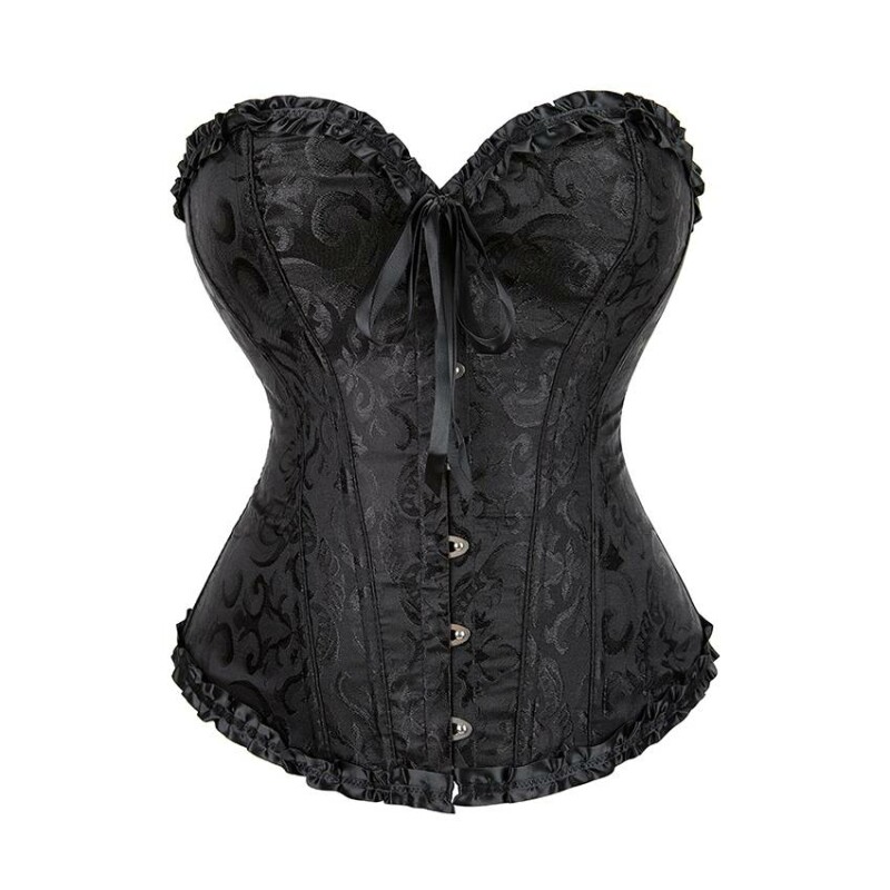 Корсет мереживний Star Night з трусиками, чорний, XL - Изображение 3