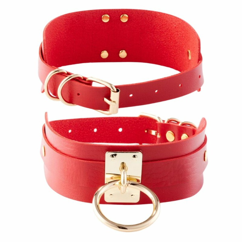 Нашийник з кільцем Kinky Diva O-Ring Collar Red/Gold червоний з золотими деталями - Изображение 6
