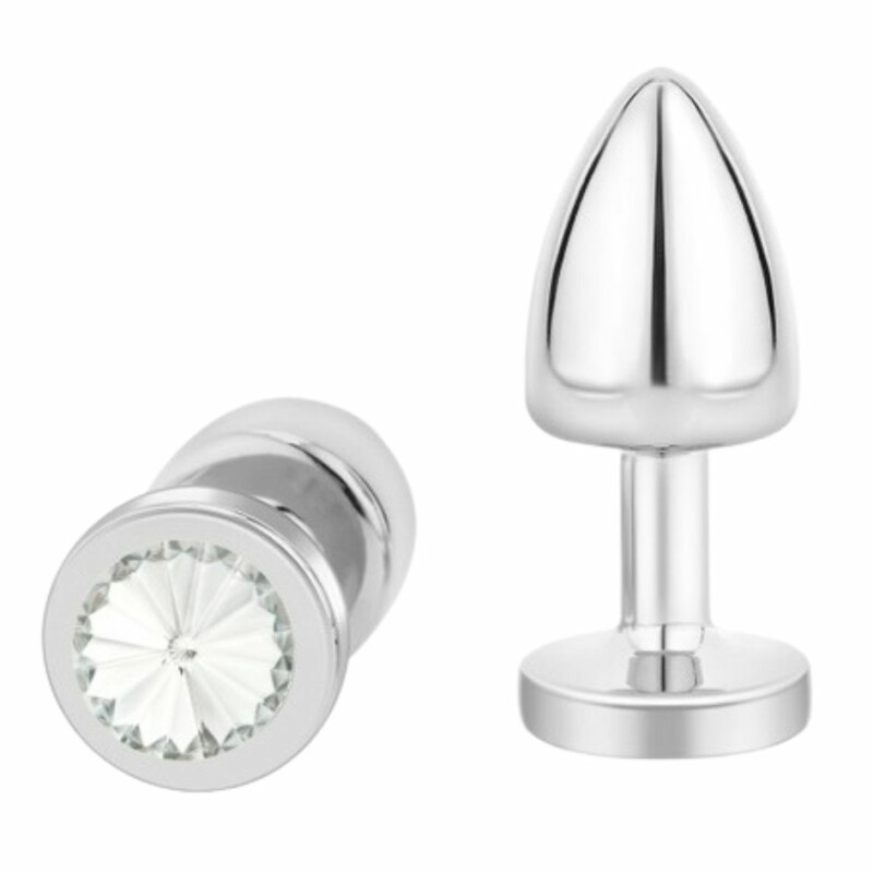 Анальна пробка NO TABOO MINI Silver, 34 г, металева з прозорим каменем, срібна, 6 х 2.5 см - Зображення 2