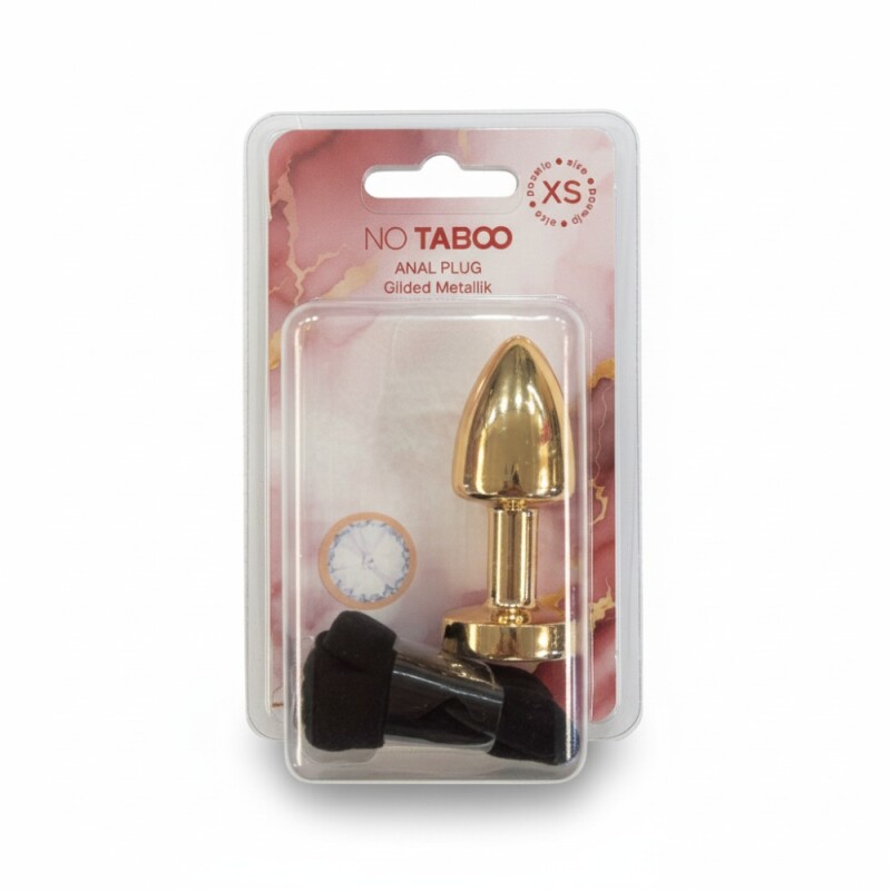 Анальна пробка NO TABOO MINI Rose, 38 г, металева, рожеве золото з прозорим каменем, 6 х 2.5 см - Изображение 3