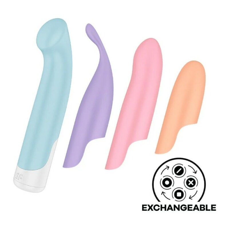 Вібратор Satisfyer Playful Four з 4 насадками, різнокольорові, 17 х 3.4 см - Зображення 3