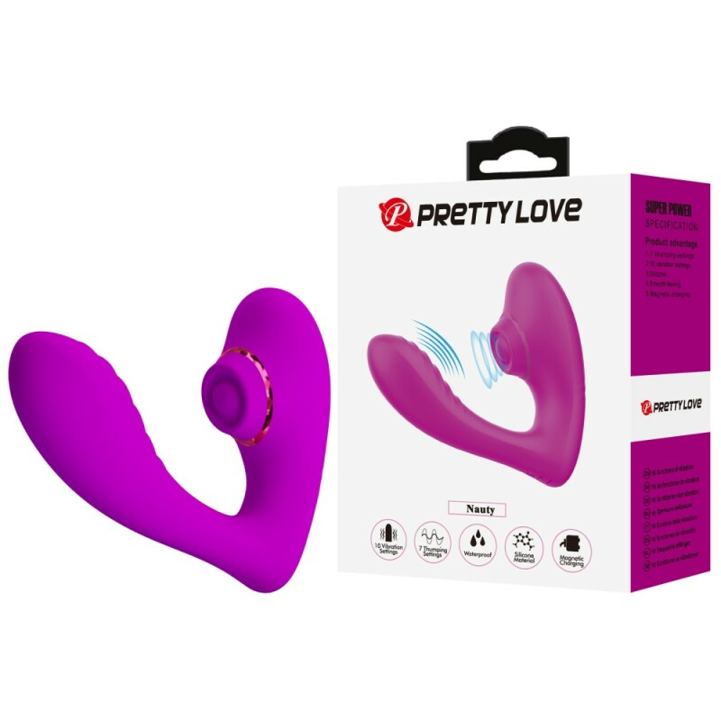 Вібратор з кліторальною пульсацією Pretty Love Nauty фіолетовий, 14 х 10.9 см