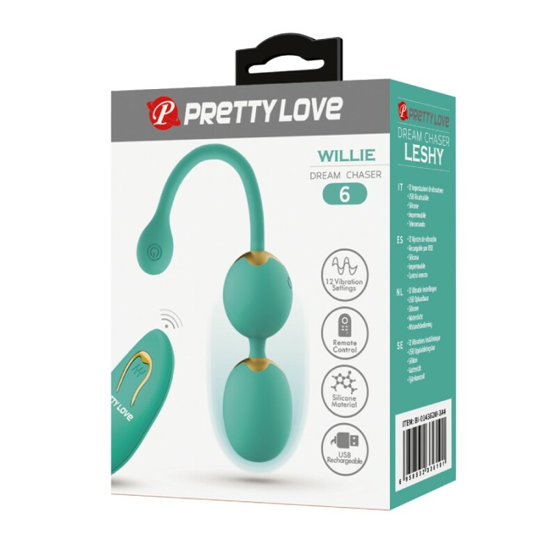 Вагінальні віброкульки Pretty Love Willie з пультом, зелені, 20.5 х 3.4 см - Зображення 8