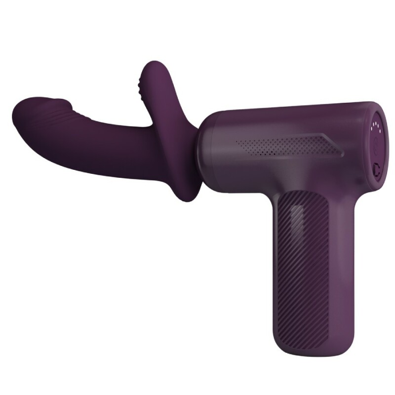 Вібратор-пістолет Pretty Love Massage Gun з фрикціями, фіолетовий, 13.6 х 3.9 см - Изображение 3